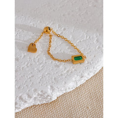 טבעת שרשרת מתכווננת עם זירקוניה ירוקה בציפוי זהב 18 קראט | תכשיט עדין אלגנטי – Euphoria Jewels Co