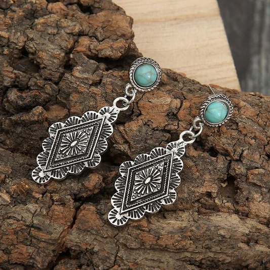 עגילי מנדלה באבן כסף וטורקיז