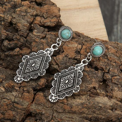 עגילי מנדלה באבן כסף וטורקיז