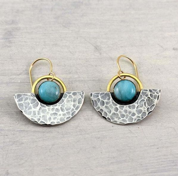 עגילי חצי עיגול בצבע כסף וינטג'