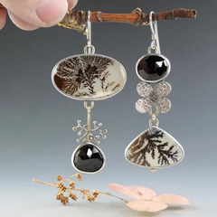 עגילי וינטג' עם קריסטל שחור