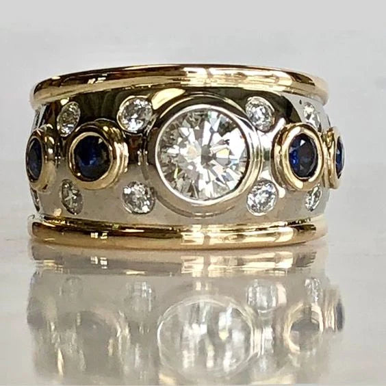 טבעת זירקוניה משובצת זהב וינטאג'