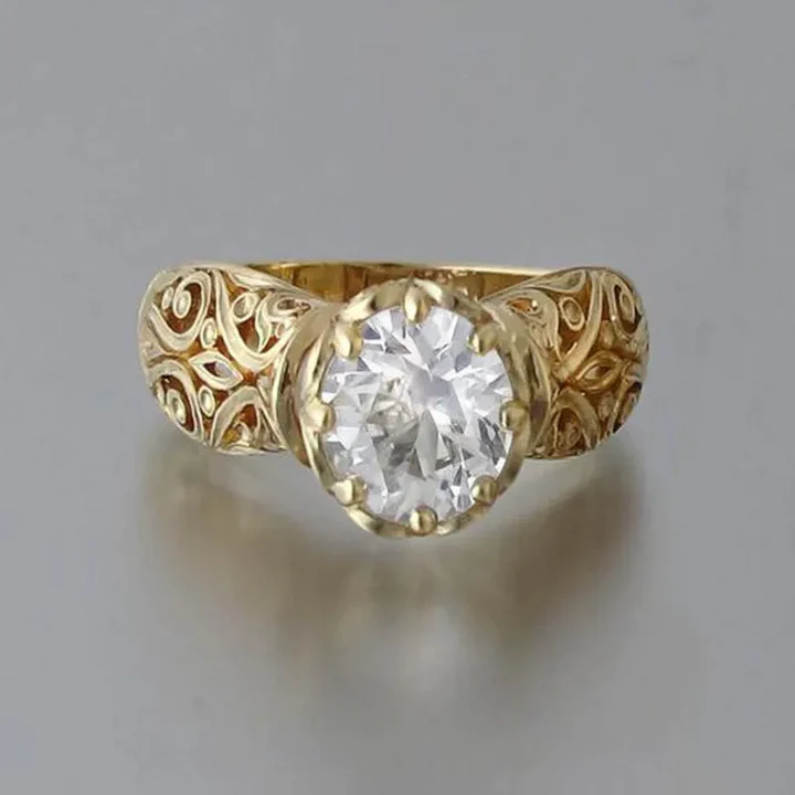 טבעת קריסטל זהב לבן
