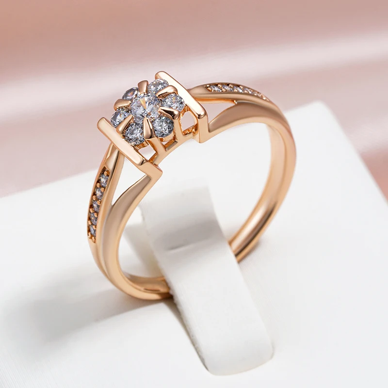 טבעת זירקוניה זהב אלגנטי