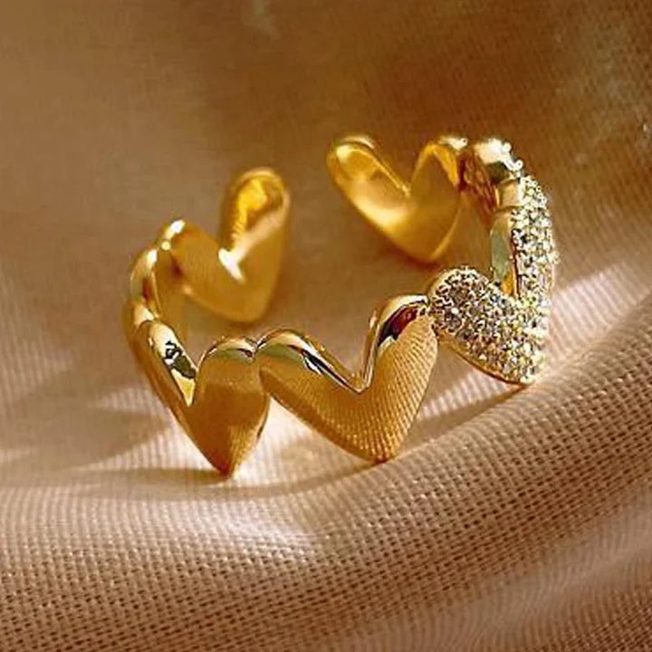Golden Spark Heart Ring