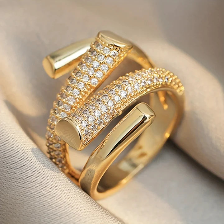 Irregular Form Bright Gold Ring