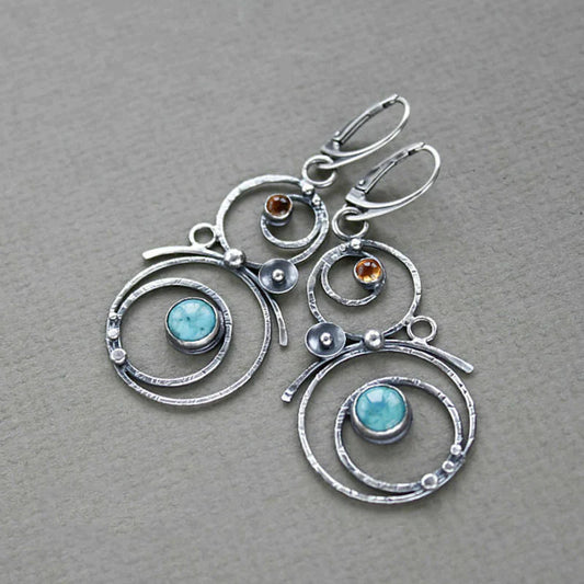 עגילי אבן כחולה