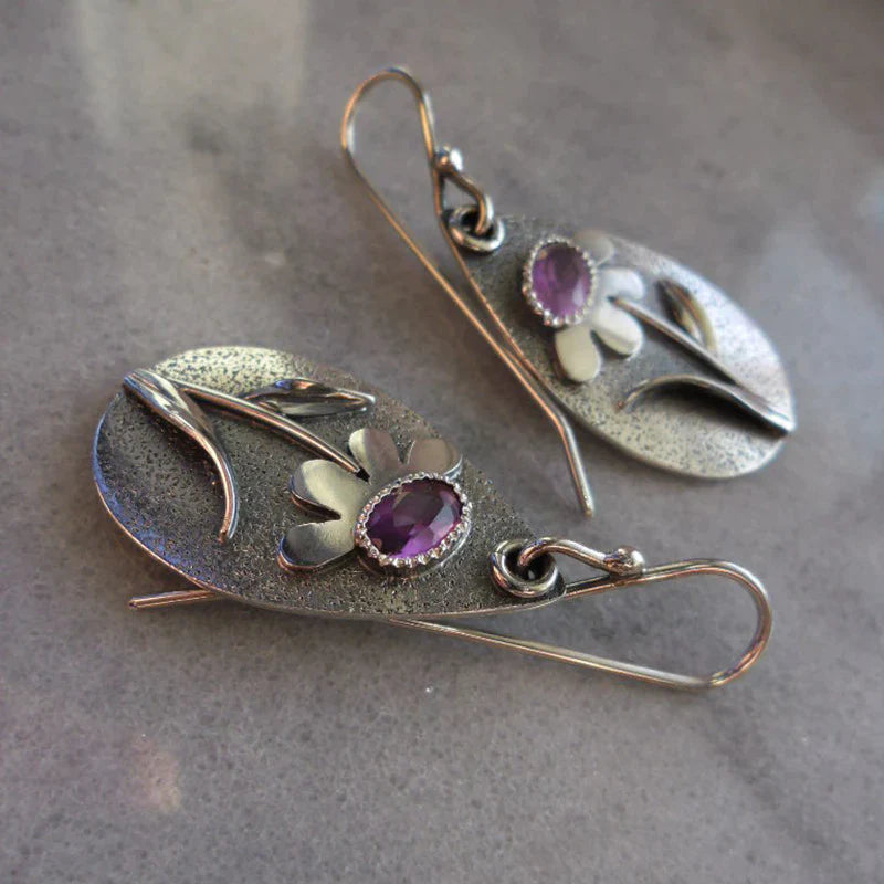 עגילי פרחי רטרו תלת מימד