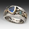 טבעת וינטג' כחולה בצבע כסף
