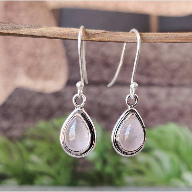 עגילי טיפה וינטאג' קריסטל לבן