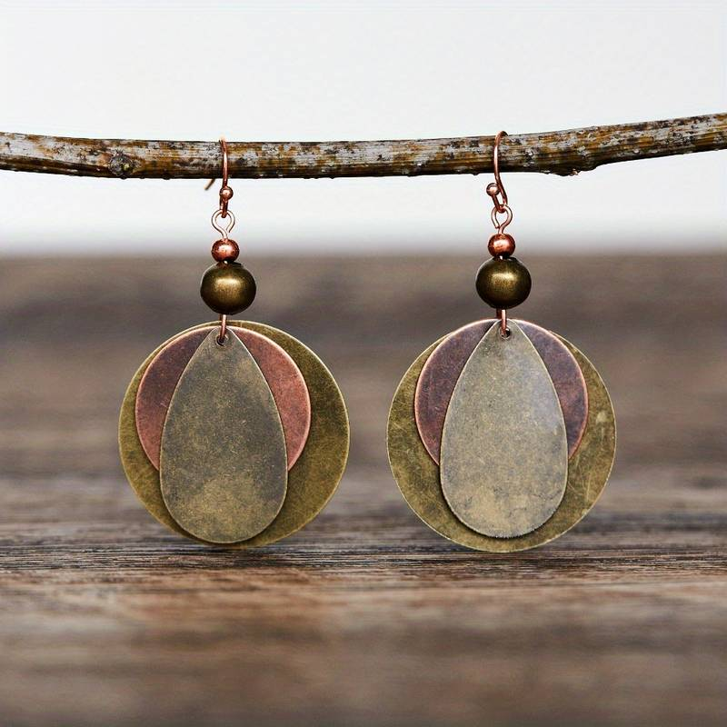 וינטג' עגילי חום עגולים