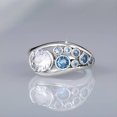 טבעת וינטאג' כסף וכחול זירקוניה